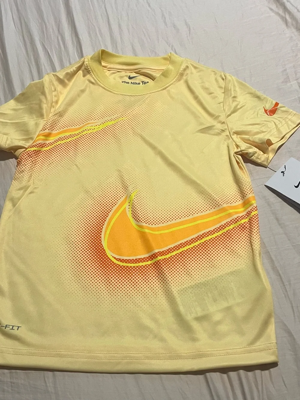 Nike Dri-Fit Soft Yellow Little Kids Athletic Tee Shirt Size 5
